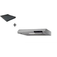 Respekta – Hotte casquette 50 cm – Aspiration recyclage – Débit d'air 205 m³/h – Émissions sonores 68 dB – 3 vitesses – Filtre charbon actif inclus