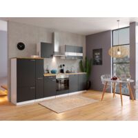 Cuisine Kitchenette Bloc cuisine vide Cuisine équipée 300 cm Blanc Noir Respekta