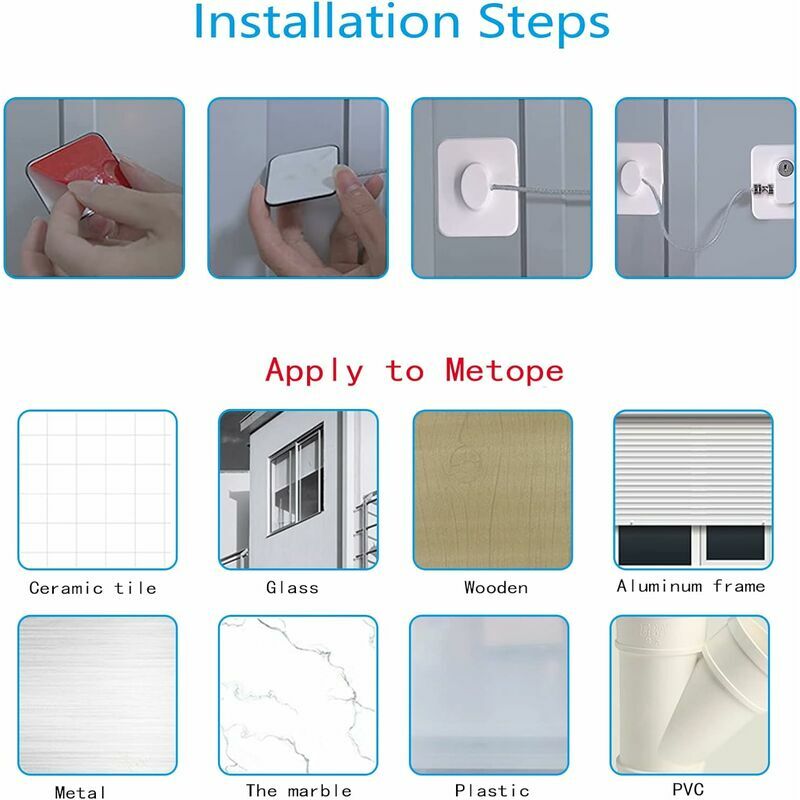 4 Securite Fenetre Enfant sans percer + 8 Cache Prise bébé, Bloque fenetre, Bloc Porte securite Bebe, entrebailleur fenetre, securite Placard, Bloc tiroir, securite Domestique