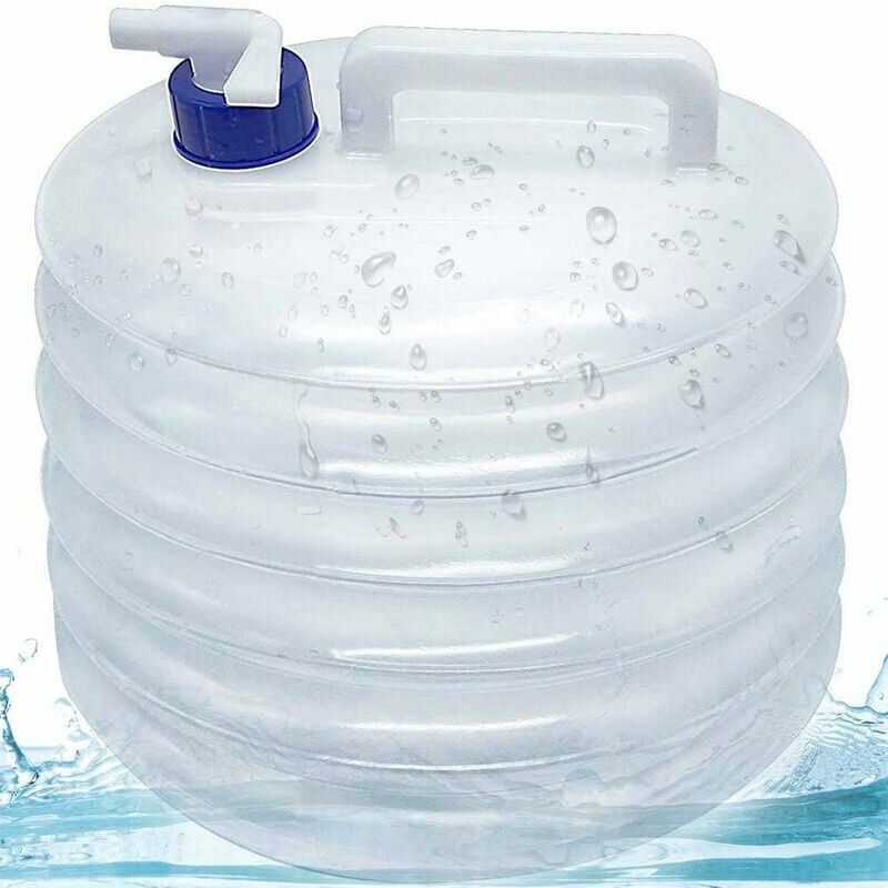 Relaxdays Bidon d'eau avec robinet, 15 litres, plastique sans BPA,  couvercle, poignée, réservoir, blanc/orange