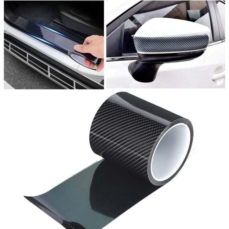 Film Protection Fibre De Carbone Noir Anti-Rayures 10 Cm X 3 M – Autocollant Bord Porte Coffre Voiture