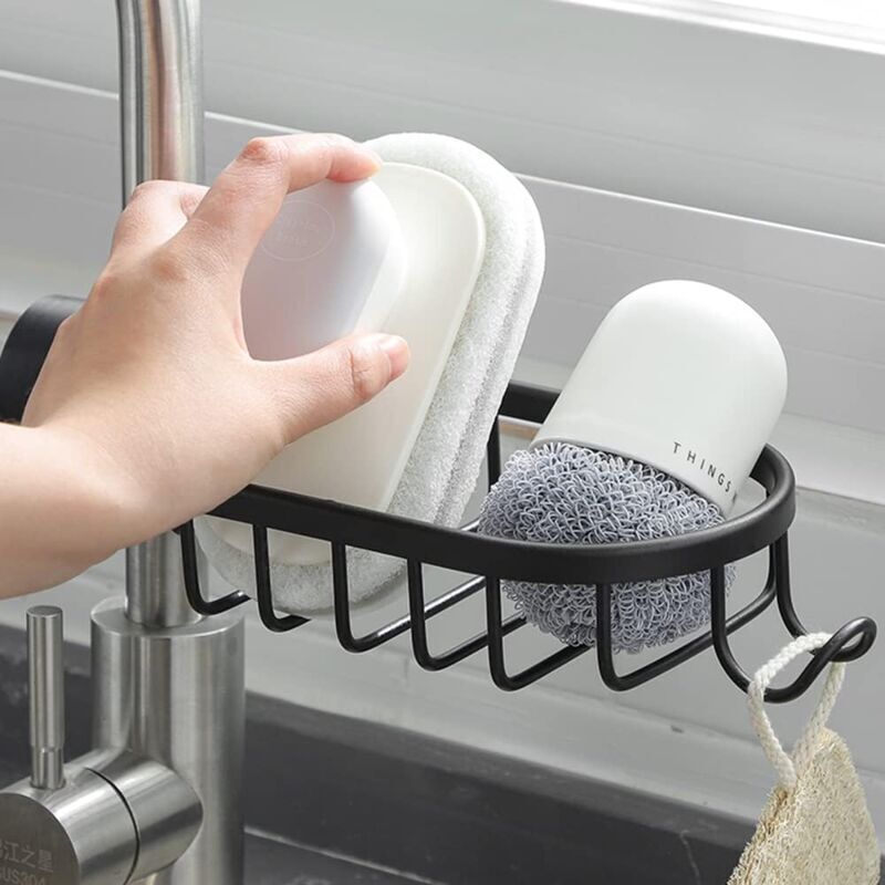 Etagere Douche Angle Sans Percage Etagere Douche Sans Percage Avec 6 Crochets, Acier Inoxydable Organisateur Douche, Antirouille Pont De Baignoire