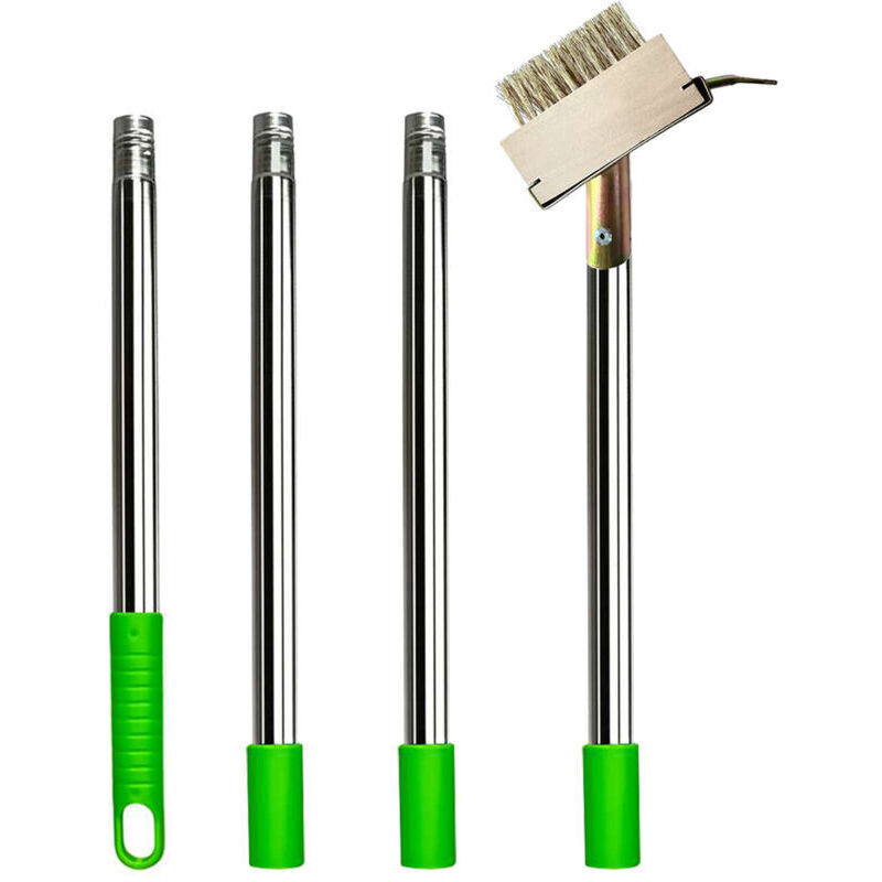 NQEUEPN Désherbeur Manuel 2-en-1 – Outil Long Manche Pour Fissures, Brosse Cuivre + Griffe Acier, 120 Cm
