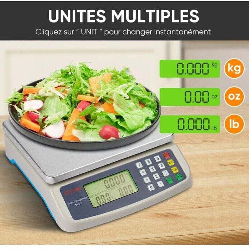 Balance Commerciale électronique Professionnelle 40 kg, Calcul prix, Écran LCD
