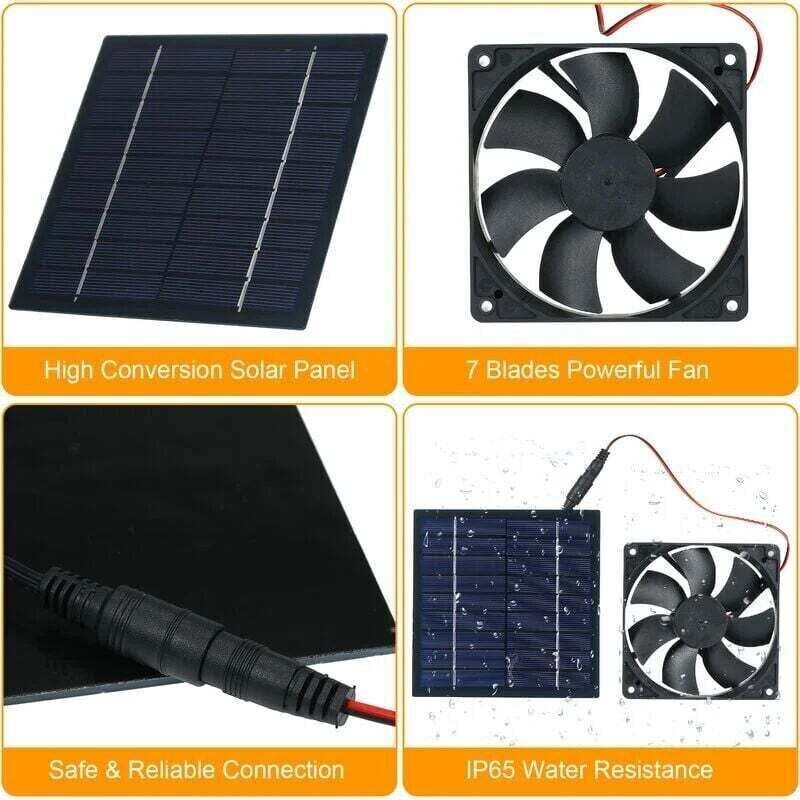 Kit Ventilateur Solaire 15W 5V - Extracteur D'Air Portable Pour Pet Houses, RVs, Serres Et Poulaillers