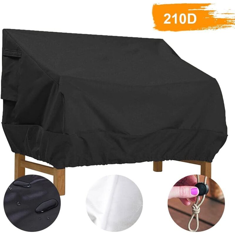 Housse Banc Jardin 3 Places 163×66×89 Cm – Tissu Oxford 420D Imperméable Anti-UV Anti-Déchirure – Protection Extérieure Banc Patio