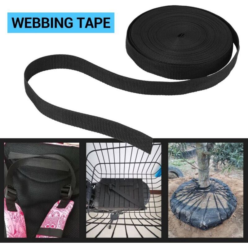 Sangle Nylon Plate Noire 2 Pouces (5cm) Sur 10 Yards (9.14m) - Uxcell