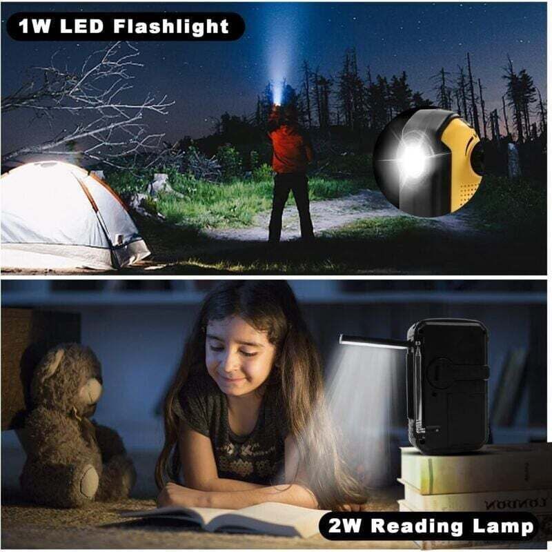 Radio Dynamo Solaire 4000mAh AM/FM/WB Avec Lampe Torche - Idéal Camping Et Survie