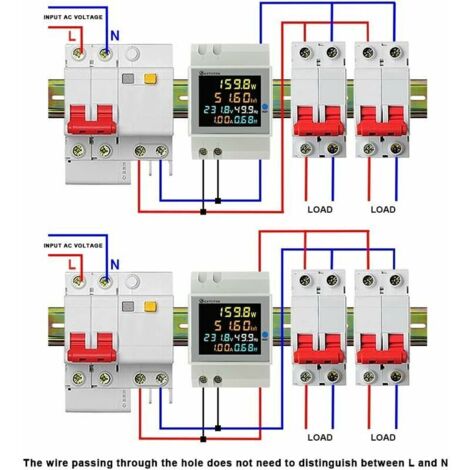 NuméRique Monophasé AC 40-300V 100A Rail Din 6 En 1 VoltmèTre