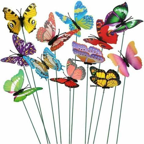 Ulisem Lot de 50 Papillons Colorés en Décoration de Jardin, Convient pour  Décorer le Patio, la