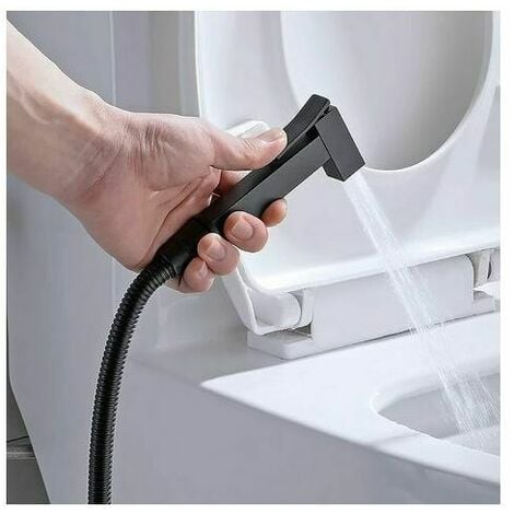 Ulisem Kit de Douchette WC Complet en Laiton, de Couleur Noire, pour une Hygiène Personnelle et un Confort Accrus.