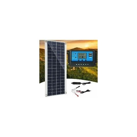 Ulisem Panneau solaire de 300 W, 12 V, avec kit de chargeur de contrôleur  de charge solaire 60 A, idéal pour le camping-car, le yacht, les activités  en plein air et l'éclairage