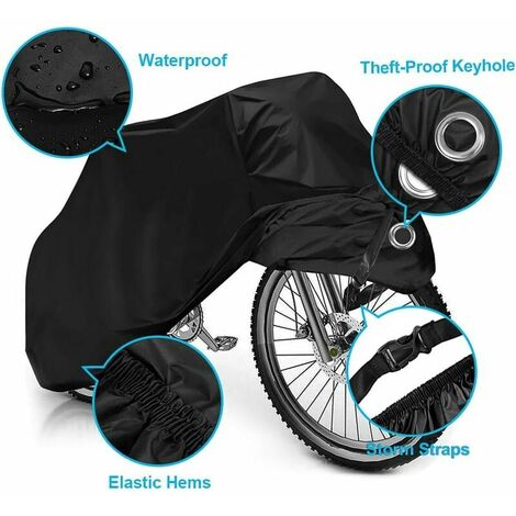Housse de Protection pour 2 Vélos - Imperméable en Oxford 420D -  Dimensions: 200x70x110CM - Couleur Noir