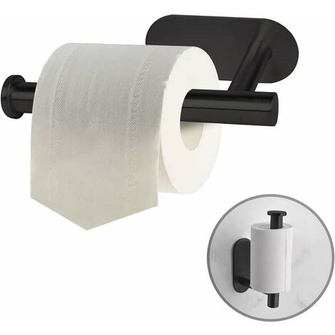 Porte Papier Toilette Auto-Adhesif, Acier Inoxydable Support de Papier, Porte  Rouleau Papier WC Derouleur （Noir）