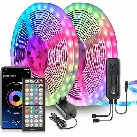 Mexllex Ruban Led 5m Bluetooth, Led Chambre Lumineuse Bande Led RGB  Multicolore avec Télécommande à App,Synchronisation avec la Musique pour la  Maison