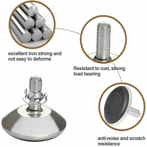 Sourcingmap Lot De 8 Pieds De Nivellement Réglables M10 X 17 X 50 Mm