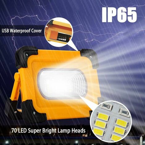 20W Projecteur LED Rechargeable Projecteur de Chantier Lumière de Travail  avec Batterie & Pannea Solaire 4 ModesPortable Projecteur Extérieur