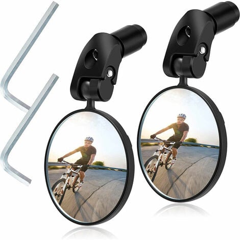 2x Miroir de Guidon de Vélo Avec Support Miroir Miroir Convexe