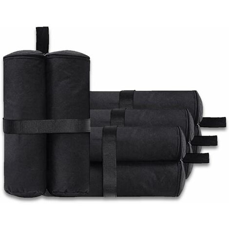 Lot de 4 sacs de lestage pour tonnelle - Pour auvent, tente - Sacs de lestage pour le sable - Pour extérieur instantané - Pieds lestés - Noir (style fermeture éclair, noir) (1/5)