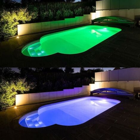Ulisem Projecteur Piscine LED , 35W Lampe Piscine extra-plats RGB Dimmable Multicolore Changement LED Submersible avec Télécommande,Angle de faisceau 140°,IP68 étanche,12V AC