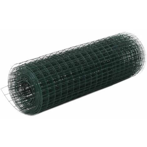 Fil de grillage Vert Acier galvanisé PVC Maille carrée 25x25mm Rouleau 10m  Hauteur 60cm Clôture Cage