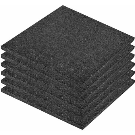 vidaXL Carreau de protection anti-chute 6pcs Caoutchouc 50x50x3cm Noir