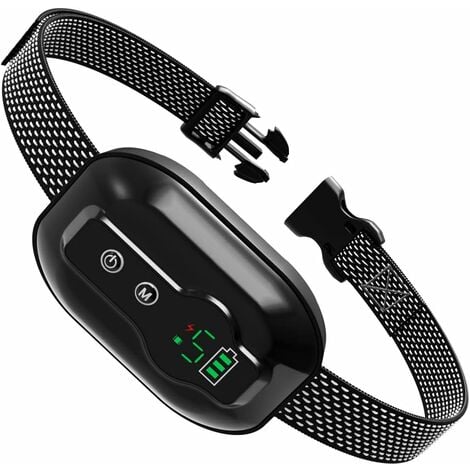 Collier Anti Aboiement Chien, Rechargeable, Résistance à L’Eau IP67 et Détection D’aboiement Intelligent Collier Vibration/Choc Électrique/Modes Son pour Gros Petit Chien - Noir