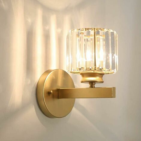 Ulisem Métal LED Applique Postmoderne Exquis Cristal Applique À La Maison Décoration Applique Salon TV Applique Murale Chambre Chevet Lanterne E27 Verre Allée Escalier (Doré)
