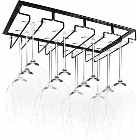Candyse Porte-verre suspendu-porte-verre à vin avec 4 rails, pour 8-12 verres, 40 x 22,5 x 5,5 cm, pour bars, caves à vin, cuisines (4 rails)