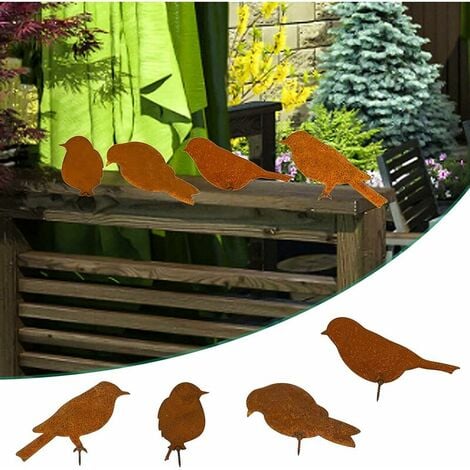 Ulisem Oiseaux Rouillés avec Vis Oiseaux Jardin Silhouette Décoration Déco Métal  Rouillé Jardin Yard Art Metal