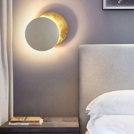 Ulisem Laiton lumière chaude 7W chambre chevet applique chambre lune lampe éclipse solaire allée escalier lampe, 20cm