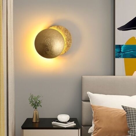 Ulisem Laiton lumière chaude 7W chambre chevet applique chambre lune lampe éclipse solaire allée escalier lampe, 20cm