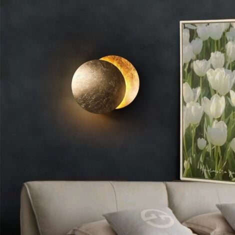 Ulisem Laiton lumière chaude 7W chambre chevet applique chambre lune lampe éclipse solaire allée escalier lampe, 20cm
