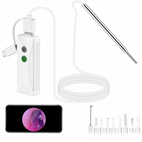 Ulisem Otoscope Wifi-3.9mm HD USB Endoscope sans fil Kit de caméra de  nettoyage et d'inspection des oreilles avec 6 lumières LED, adapté pour  iPhone, Android, tablette