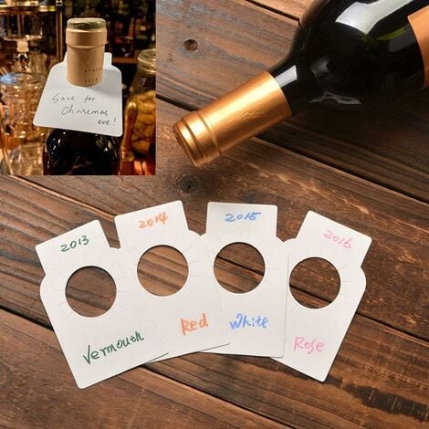 24 étiquettes à suspendre pour bouteille de vin réutilisables PVC