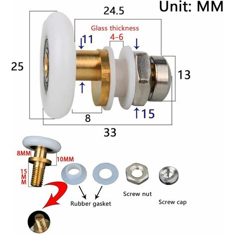 Roulette pour Porte ​de Douche Galets de Roulettes Douche Porte