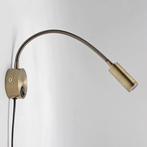 Applique Murale Flexible LED 3W - Lampe De Lecture Chevet Réglable - Intensité Variable Bronze - Lumière Chaude