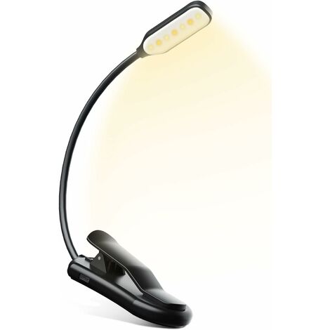 Lampe de lecture avec pince à 7 LED rechargeable - 3 modes d'éclairage à  intensité variable - Protection des yeux - Luminosité flexible à 360 ° - En  ambre - Avec câble USB - Pour livre et lit
