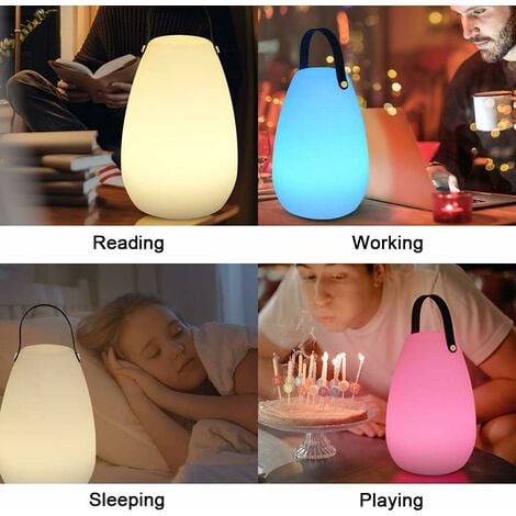 Grande lampe d'extérieur à batterie rechargeable avec télécommande - Lampe de table étanche sans fil rechargeable à intensité variable