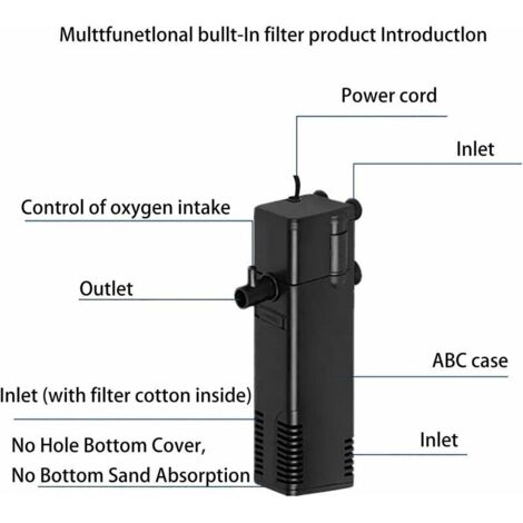 Filtre Interne Aquarium Submersible Puissant Avec éponge | Filtration 3 étages Eau Douce Eau Salée | Pour Bassin Crevettes Animalerie Bureau