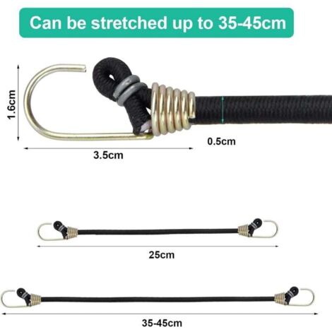 Lot De 2 Sangles élastiques Avec Crochets Pour Moto/vélo - 60 Cm, Réglables, Fixation Solide Pour Bagages Et Casque