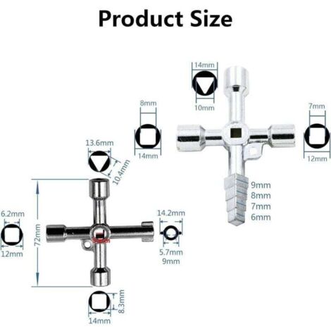 4 Voies Clé Multifonction Robinet En Clé Universelle 4 En 1 Multifonction Triangle Armoire Electrique Pour Eau Electricite Compteurs Etc 2pcs 99408287