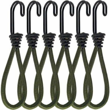 15 Sangles élastiques Avec Crochets - Longueur 25 Cm - En Caoutchouc Résistant - Pour Attacher Bâche, Bagages, Vélo, Moto, Tente