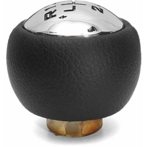 Pommeau De Vitesse Pour Peugeot 207 (2008+) – Chrome Et Cuir – 6 Vitesses – Diamètre Int. 15 Mm – Neuf ESEN SKV