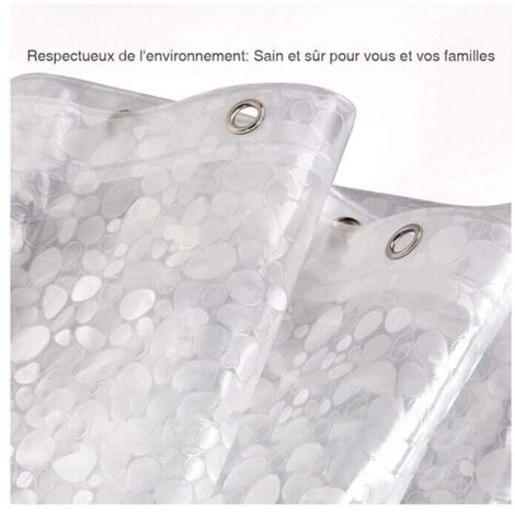 Rideau de douche EVA imperméable - Transparent givré mat, avec 12 crochets, doux au toucher (vanille, 180 x 180 cm*1) | Leroy Merlin