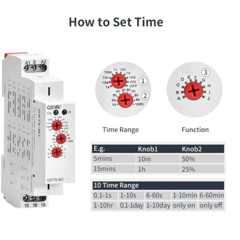 Relais Temporisé Grt8-B1 Mini Relais De Temporisation De Mise Hors Tension Type De Rail Din Ac
