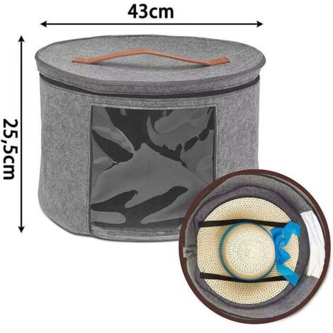 Boîte De Rangement Pour Chapeaux Avec Couvercle, Grand Sac Rond Pour