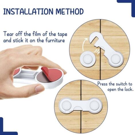 Bloque Tiroir Porte Bébé Bloc Porte Securite Bebe Lot De 10 Verrous De Tiroir Pour Enfants, Verrous De Tiroir Bloque Porte Verrou De Protection Enfant