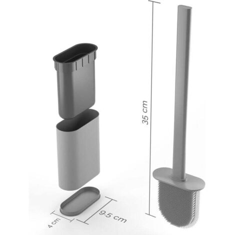 Brosse WC Rechargeable SCHWEGLER – Tête En Silicone Auto-nettoyante – Gris/Blanc