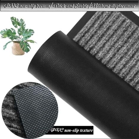 Tapis D'Entrée Intérieur Extérieur 50x80cm Gris Foncé - Paillasson Anti-Poussière Absorbant Antidérapant Lavable